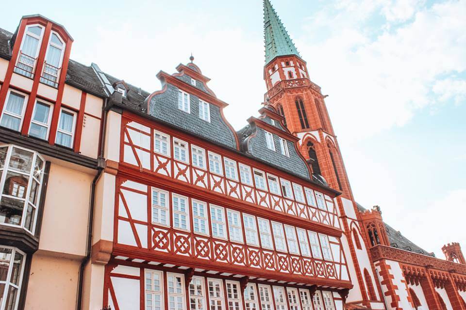 Beautiful old buildings in Romerberg Frankfurt