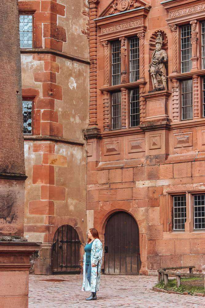 Ornate details on Heidelberg Castle in Germany