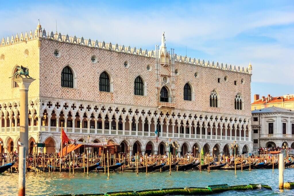 Exterior of Doge's Palace in Venice Italy