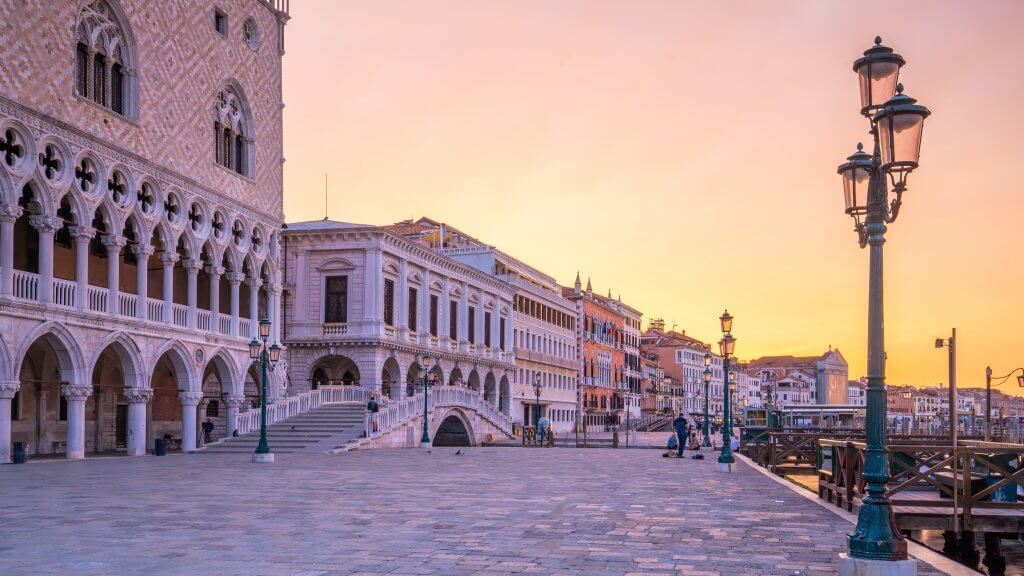 St Mark's square in Venice Italy at sunrise