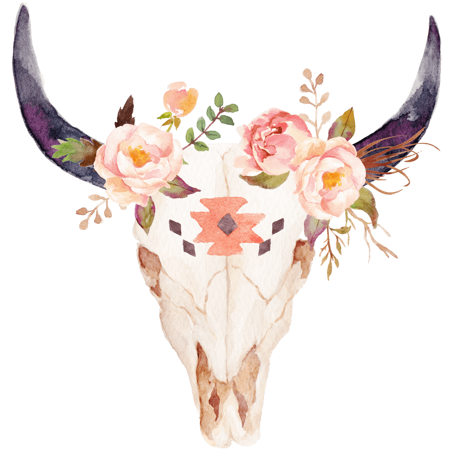 Bull head with flower