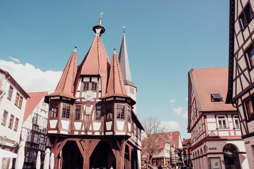 The oldest Rathaus in Germany, Historisches Rathaus in Michelstadt Odenwald a beautiful half-timbered building