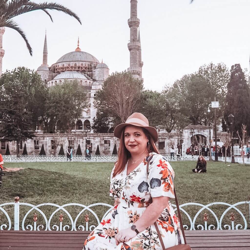 Sunset at the Sultanahmet Blue mosque Istanbul on a trip to Cappadocia in Turkey