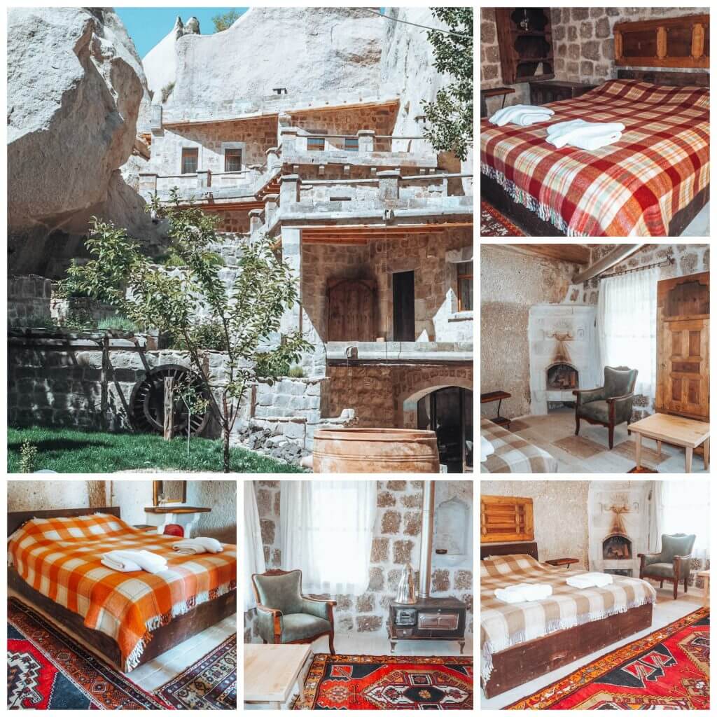 Bedrooms at the Kelebek Special Cave Hotel Goreme Cappadocia.