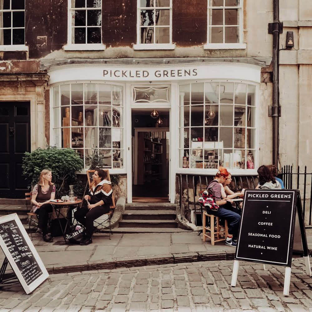 Exterior of Pickled Greens restaurant in Bath UK