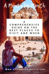 A comprehensive month by month travel guide on the best places to visit based on calendar month. Read more on www.allaboutrosalilla.com #travel #monthbymonthtravelguide #whentovisit #travelguide #wheretovisit