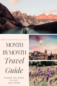 A comprehensive month by month travel guide on the best places to visit based on calendar month. Read more on www.allaboutrosalilla.com #travel #monthbymonthtravelguide #whentovisit #travelguide #wheretovisit