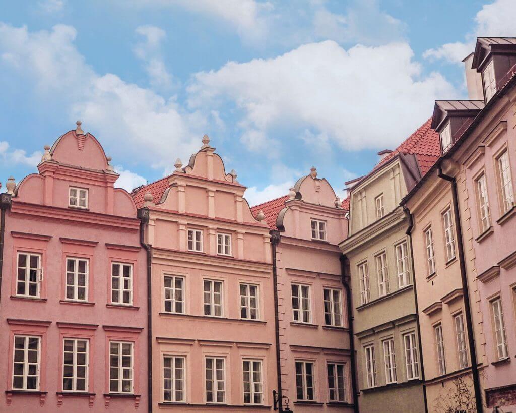 Pastel buildings in Warsaw