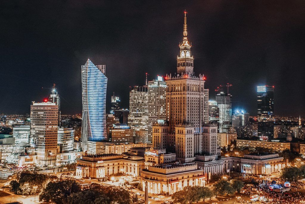 Warsaw city at night