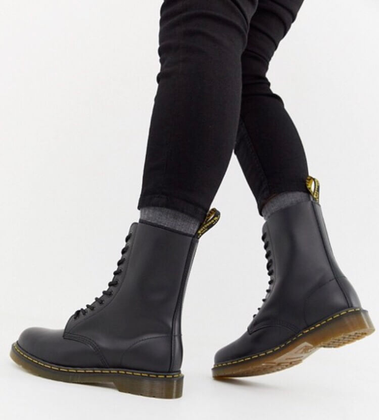 Dr Martens 1490 10-eye boots in black  from Asos