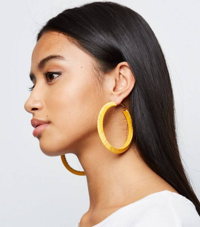 Mustard Slinky Wrapped Hoop Earrings