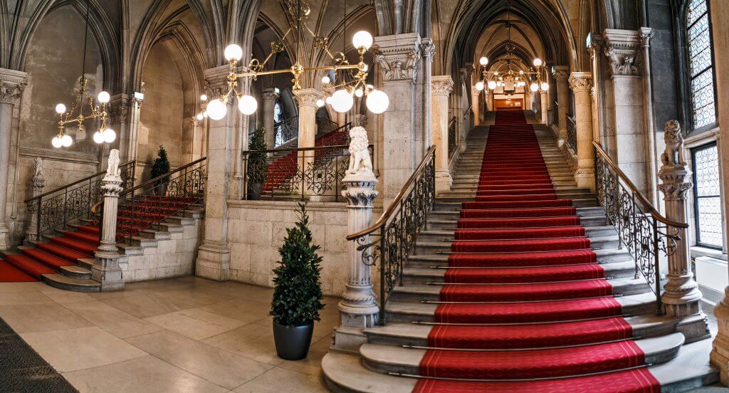 Steps with red carpert at Vienna Opera House