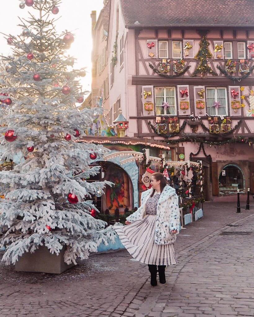 Giant Christmas tree in Colmar France. 