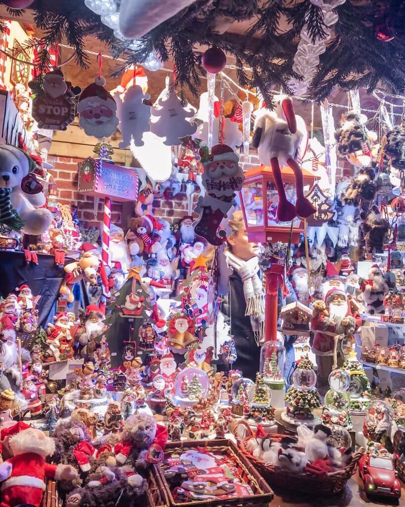 Christmas decorations for sale at the Christmas markets in Colmar.