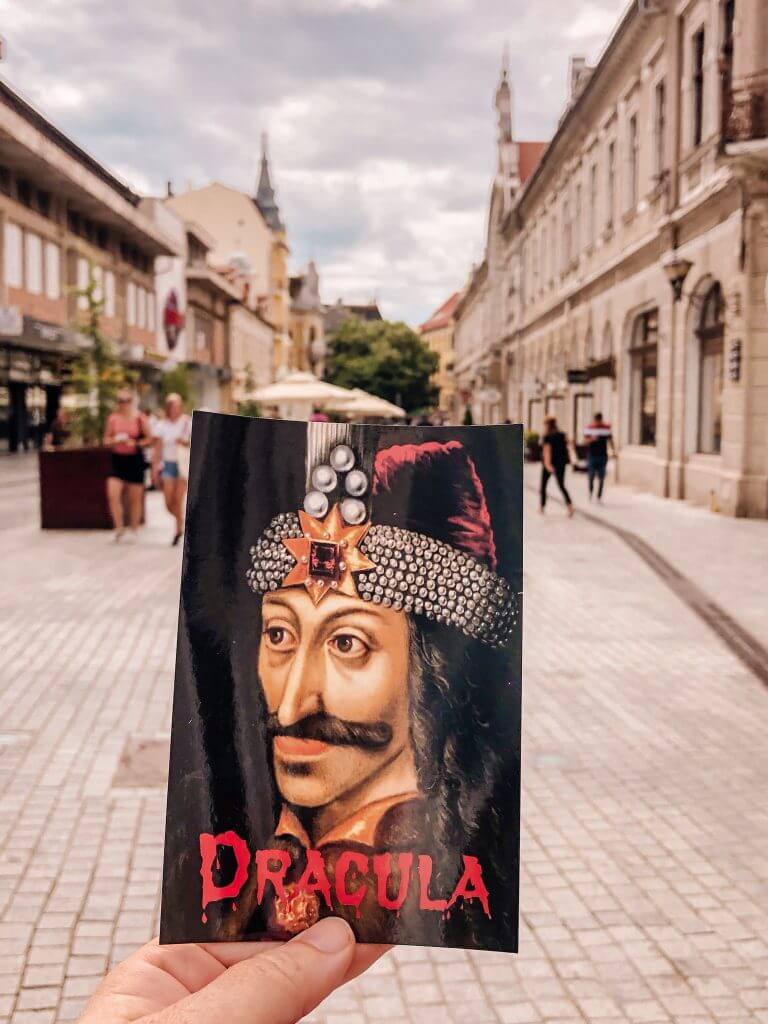 Postcard of Dracula in Sighisoara the birthplace of Vlad the Impaler