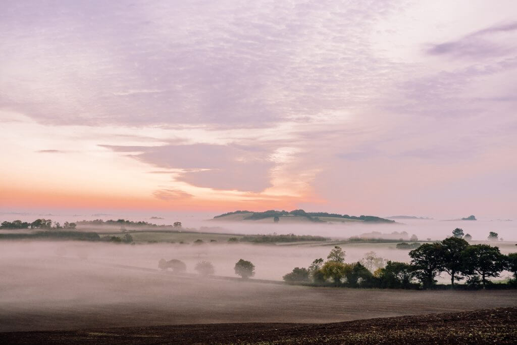 Fog over the Cotswolds Countryside
