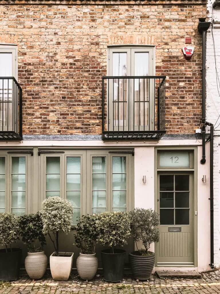 Red brick house on Notting Hill Mews. 