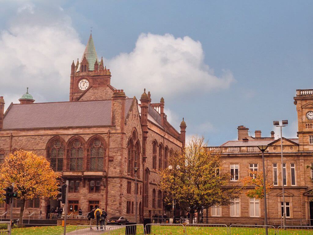 Places to visit in Derry include Derry's Guildhall. 