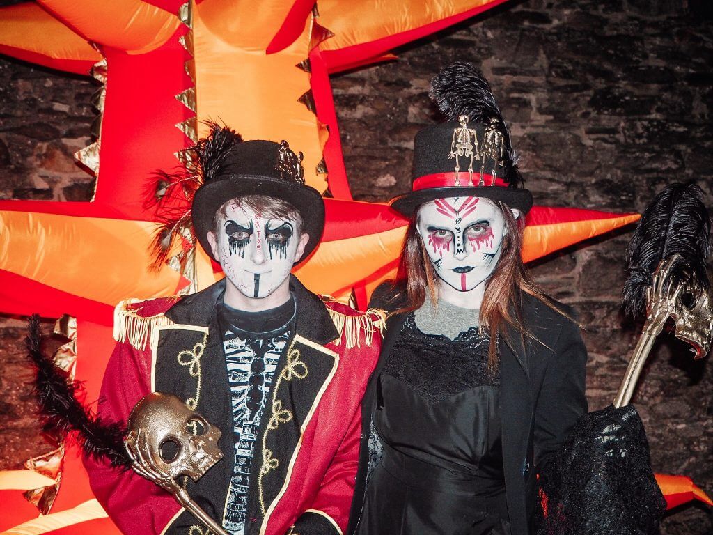 Street performers at the Awakening of the Walls. Celebrate Halloween in Derry Ireland one of the best places for Halloween