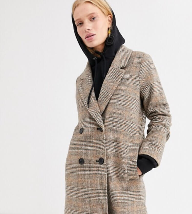 Brown Check Monki Coat Asos