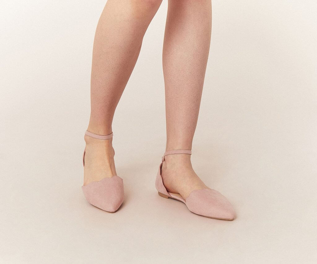 Pink scallop flat shoes Oasis