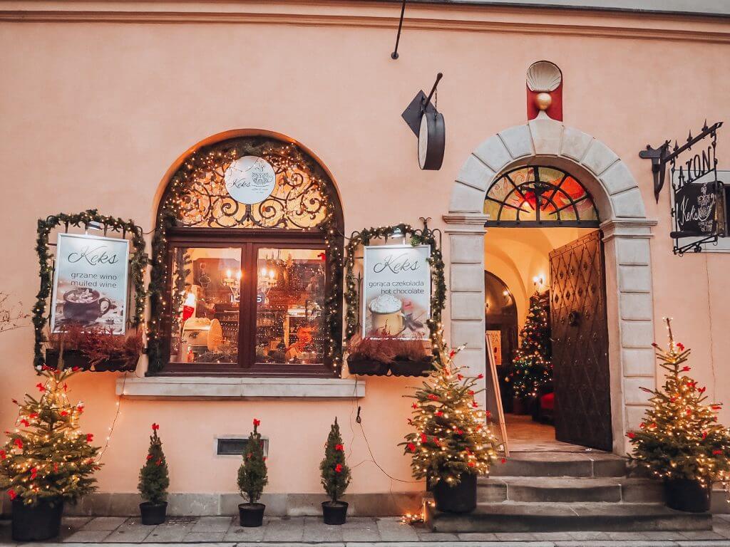 Restaurant in Warsaw at Christmas. 
