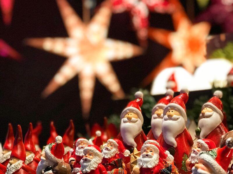 Santa Claus trinkets on display at Warsaw Christmas Markets