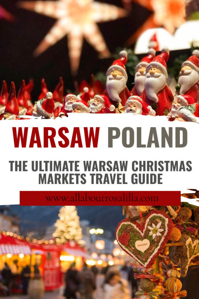 Images of products for sale at Warsaw Christmas Market with text overlay the best guide on warsaw at christmas