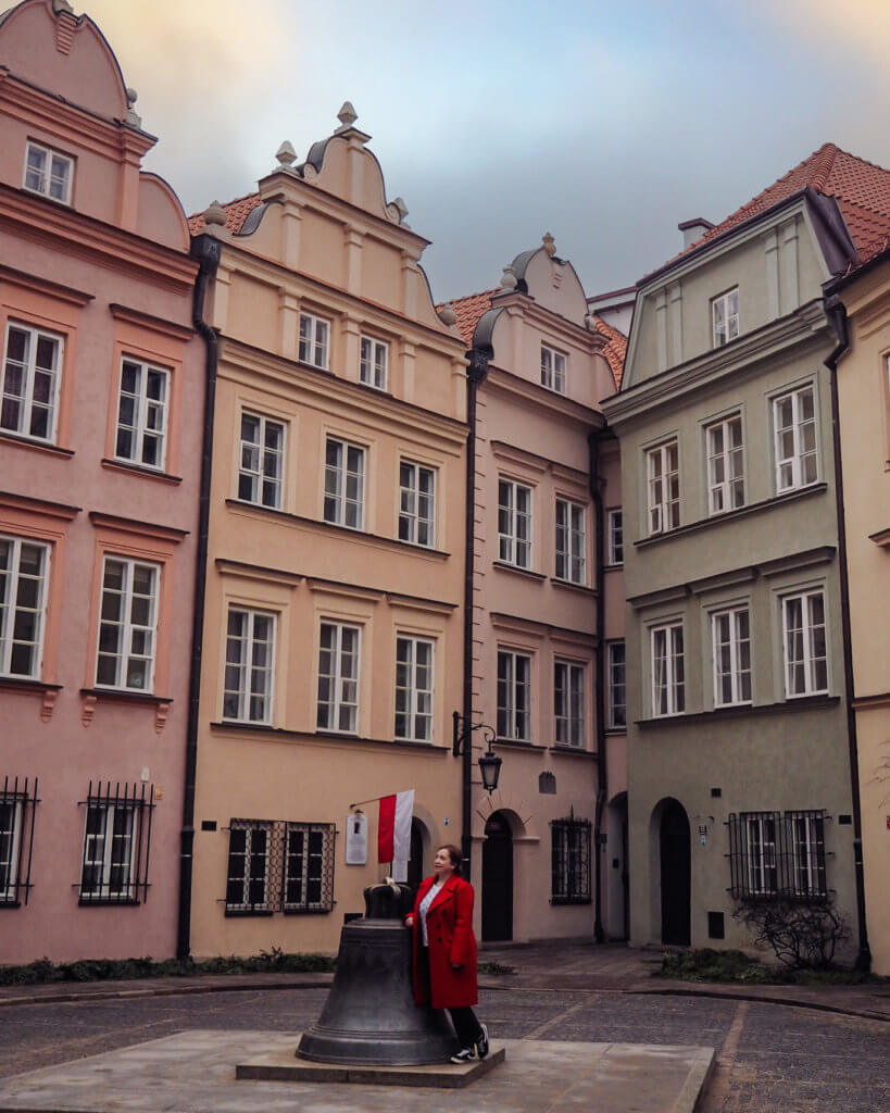 Beautiful pastel buildings of Warsaw Old Town. 