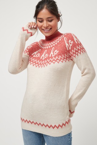Next Pink and Cream Christmas Jumper