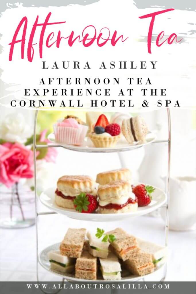 Enjoy the quintessential British Afternoon Tea during the Laura Ashley Afternoon Tea Experience in The Cornwall Hotel & Spa. Read more on www.allaboutrosalilla.com #afternoontea #lauraashley #cornwall #thingstodointheuk #lauraashleytearoom #cornwallhotel