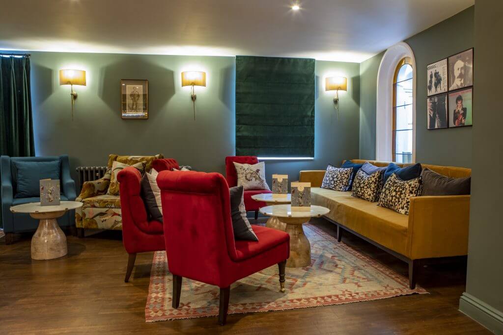 Jewel tones of the 1919 Bar at The Cottage in the Wood Great Malvern