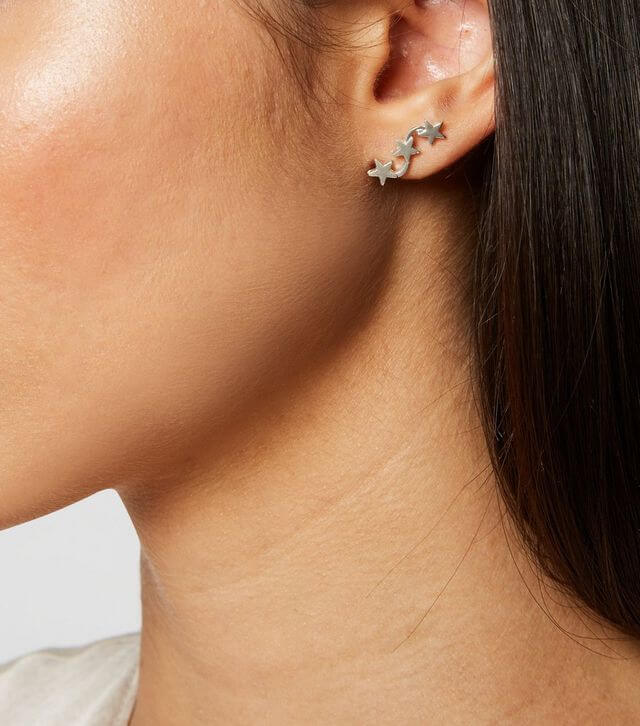 New Look Silver Star Crawler Earrings