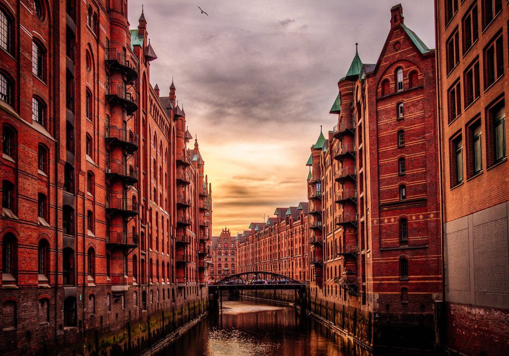 Canals and bridges of Hamburg Germany