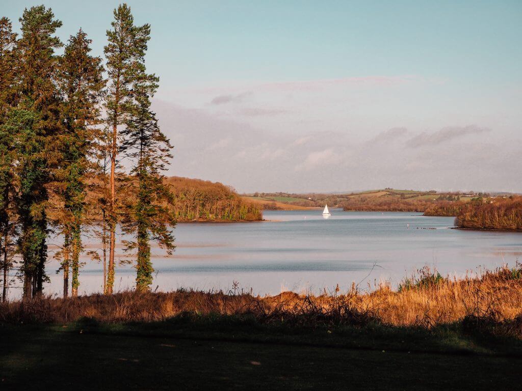 A sailboat sailing on lough erne in Northern Ireland
