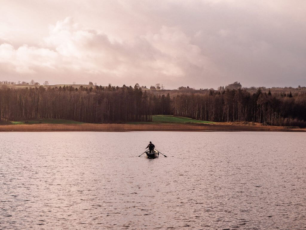 Fisherman in a rowing boat on Lough Erne