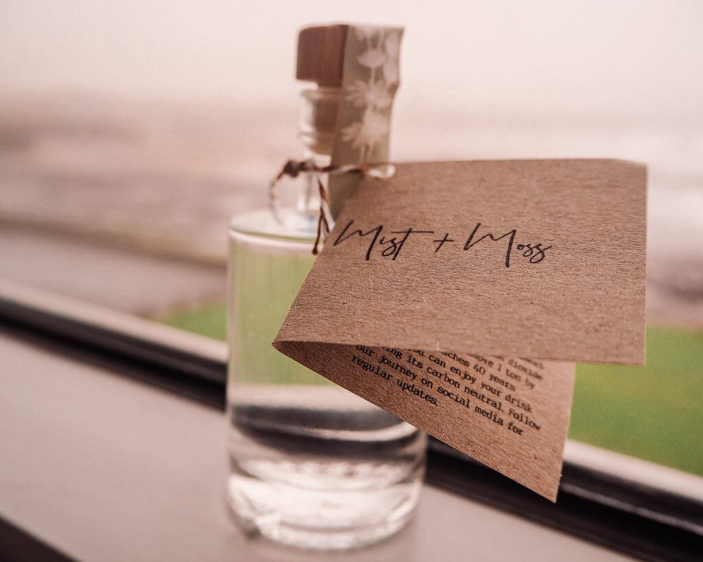 A bottle of Mist & Moss Gin