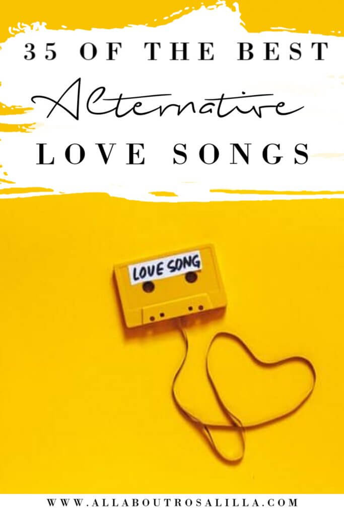 Image of a mixed tape with text overlay of best alternative love songs
