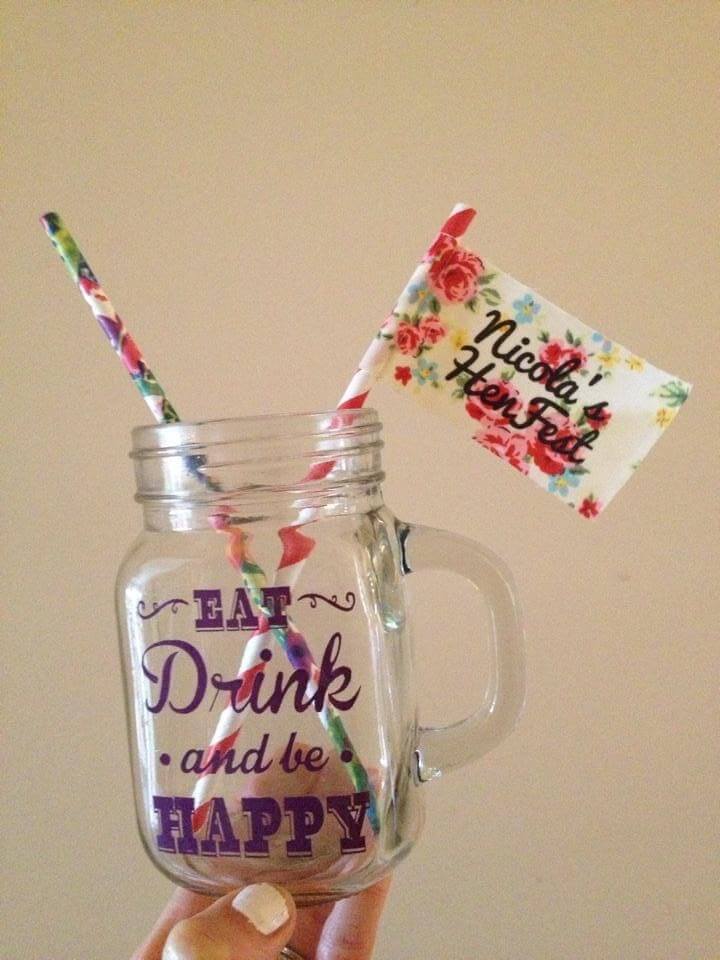 Festival cup with a floral straw