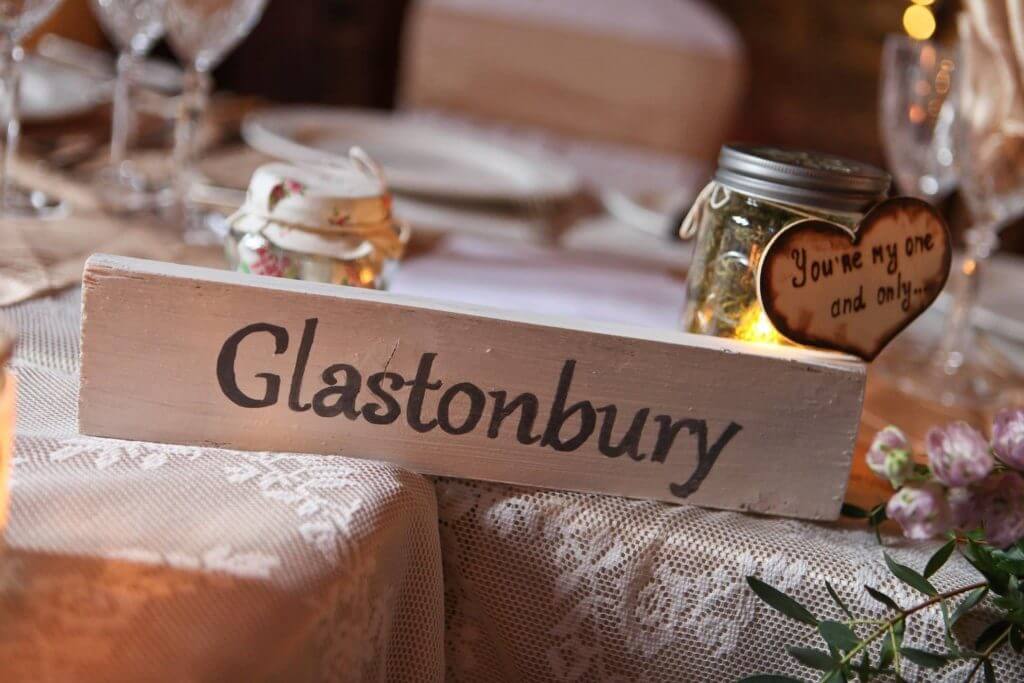 Wedding table named after Glastonbury music festival