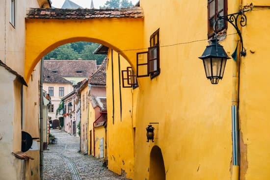 Sighisoara old town street in Romania