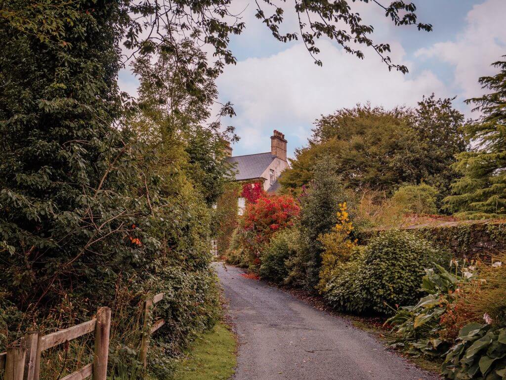 The driveway up to Dunmore House and Gardens in Donegal Ireland