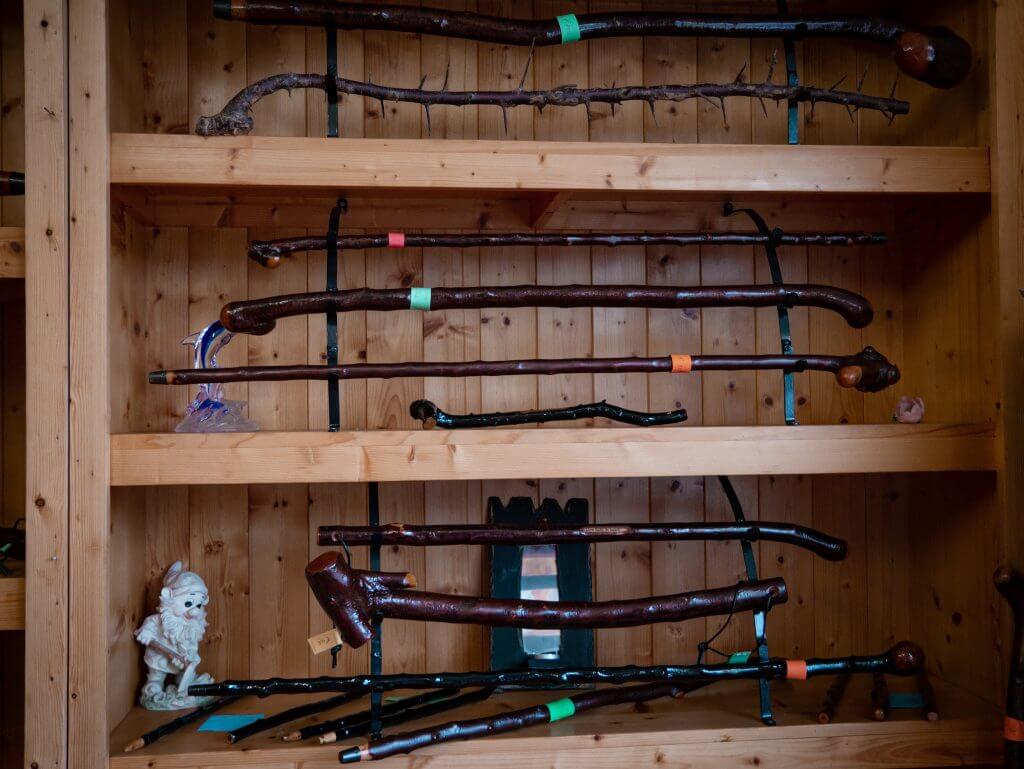 Wall display of Shillelagh Sticks in Wicklow Ireland