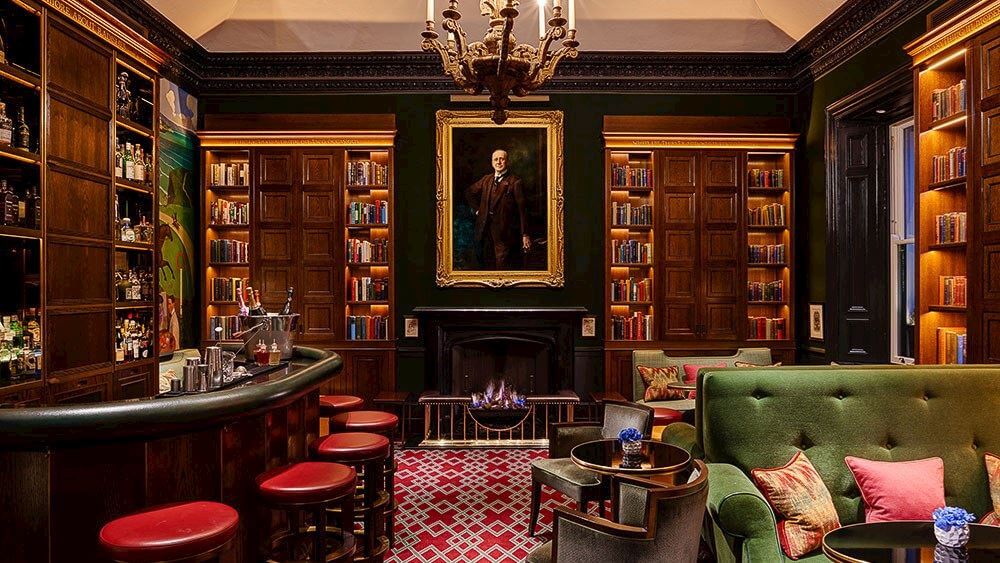 Library bar at The Shelbourne Hotel in Dublin, a haunted hotel in Ireland