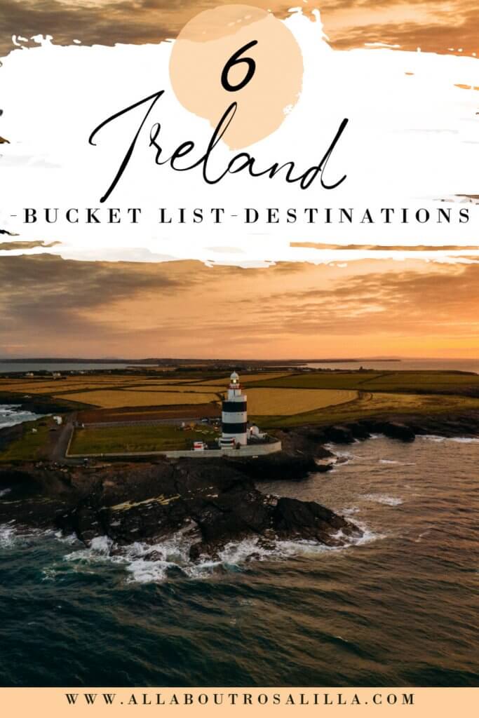Image of Hook lighthouse with text overlay 6 Ireland Bucket list destinations