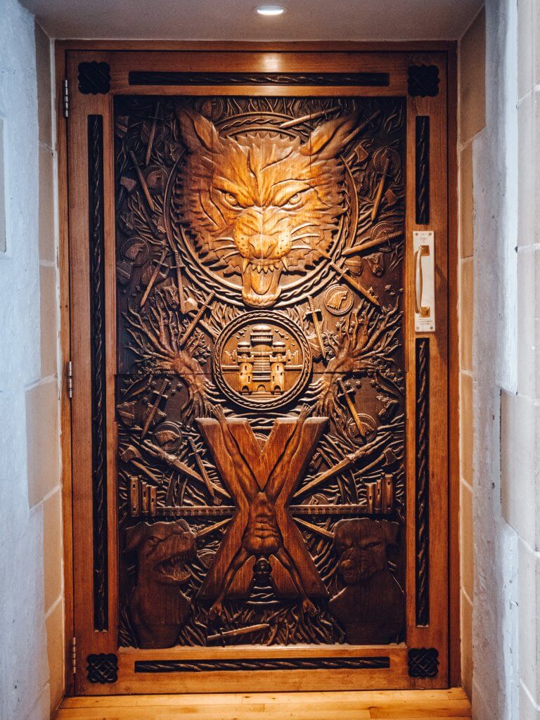 Game of thrones door in Ballygally Castle in Northern Ireland