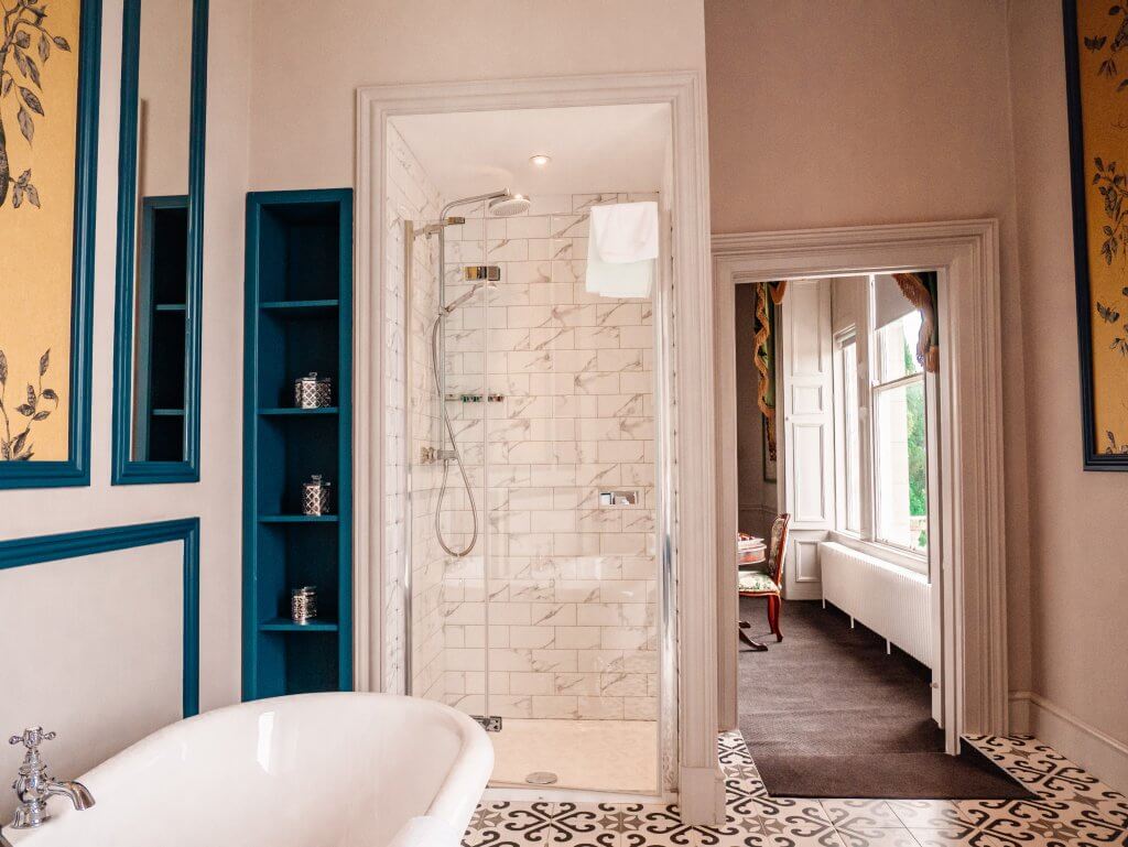 Bathroom of a manor house suite in the Lyrath Estate in Kilkenny the perfect place to spend a weekend