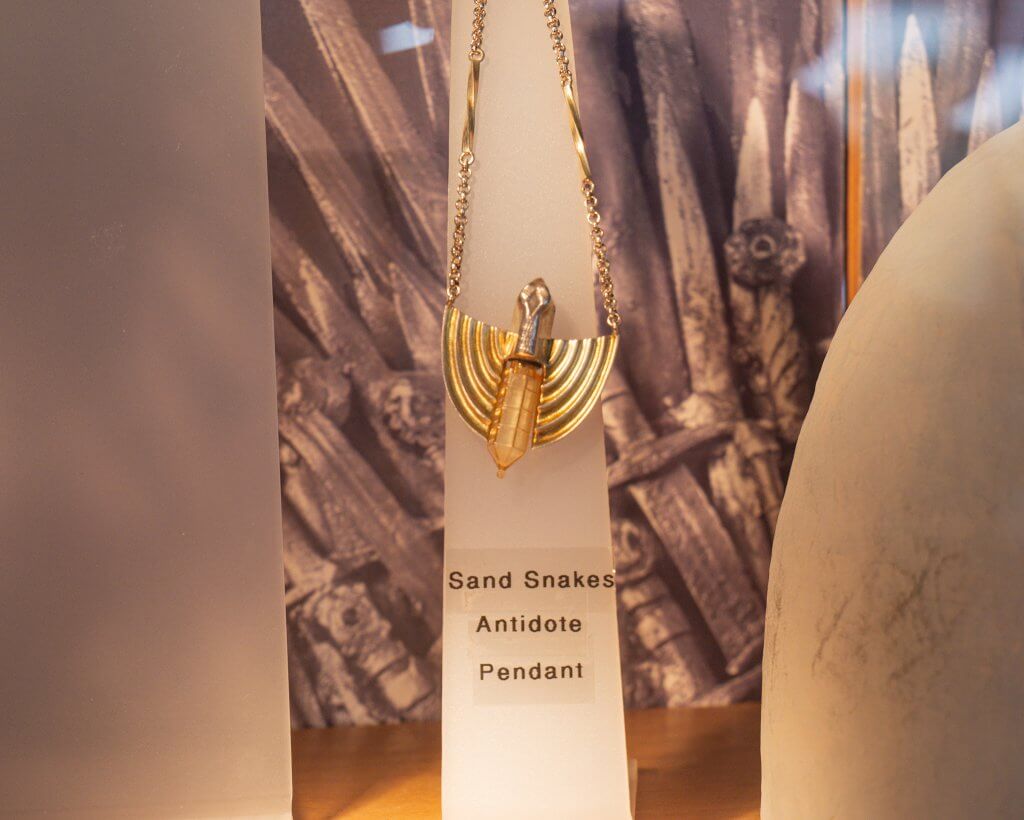 Ellaria Sand's Pendant Game of Thrones on display at Steensons jewellers in Glenarm