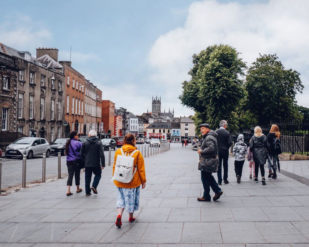Group of Irish visitors on a walking tour of Kilkenny Ireland