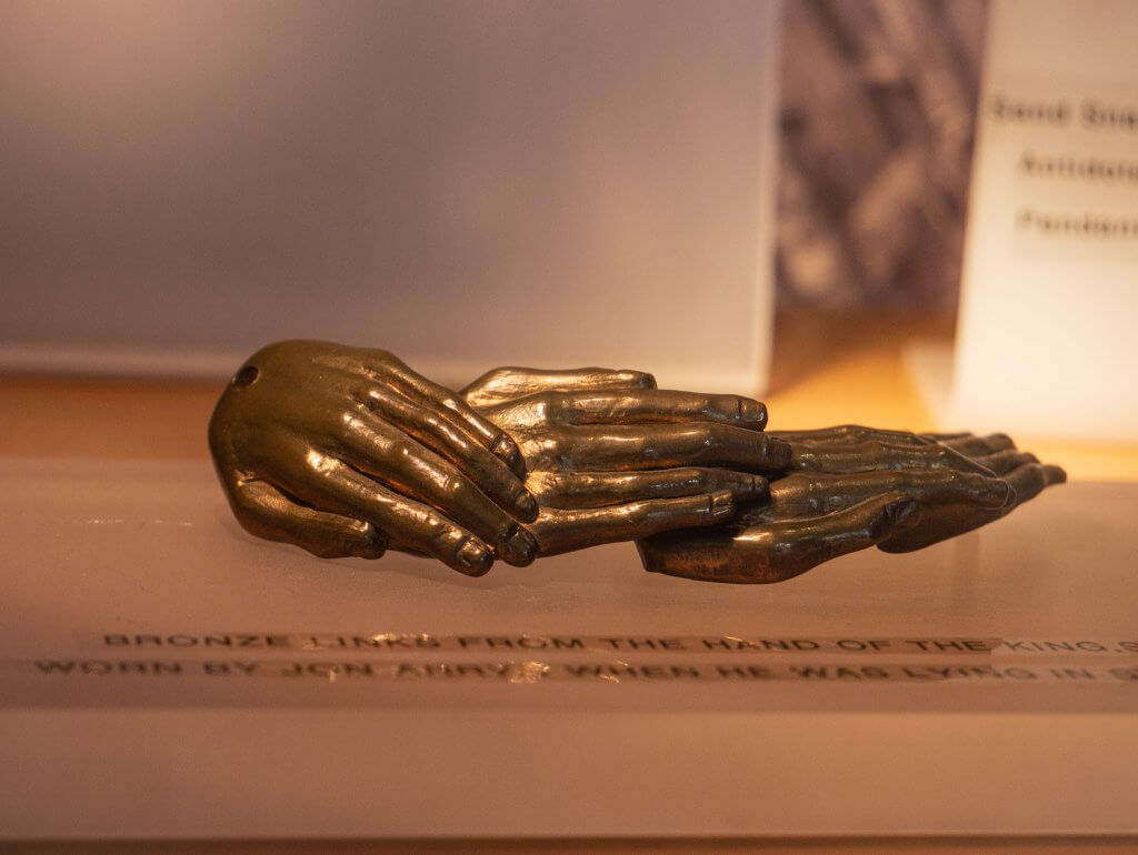 The hand of the kings jewellery piece from the game of thrones show on display at Steensons jewellers in Glenarm Northern Ireland